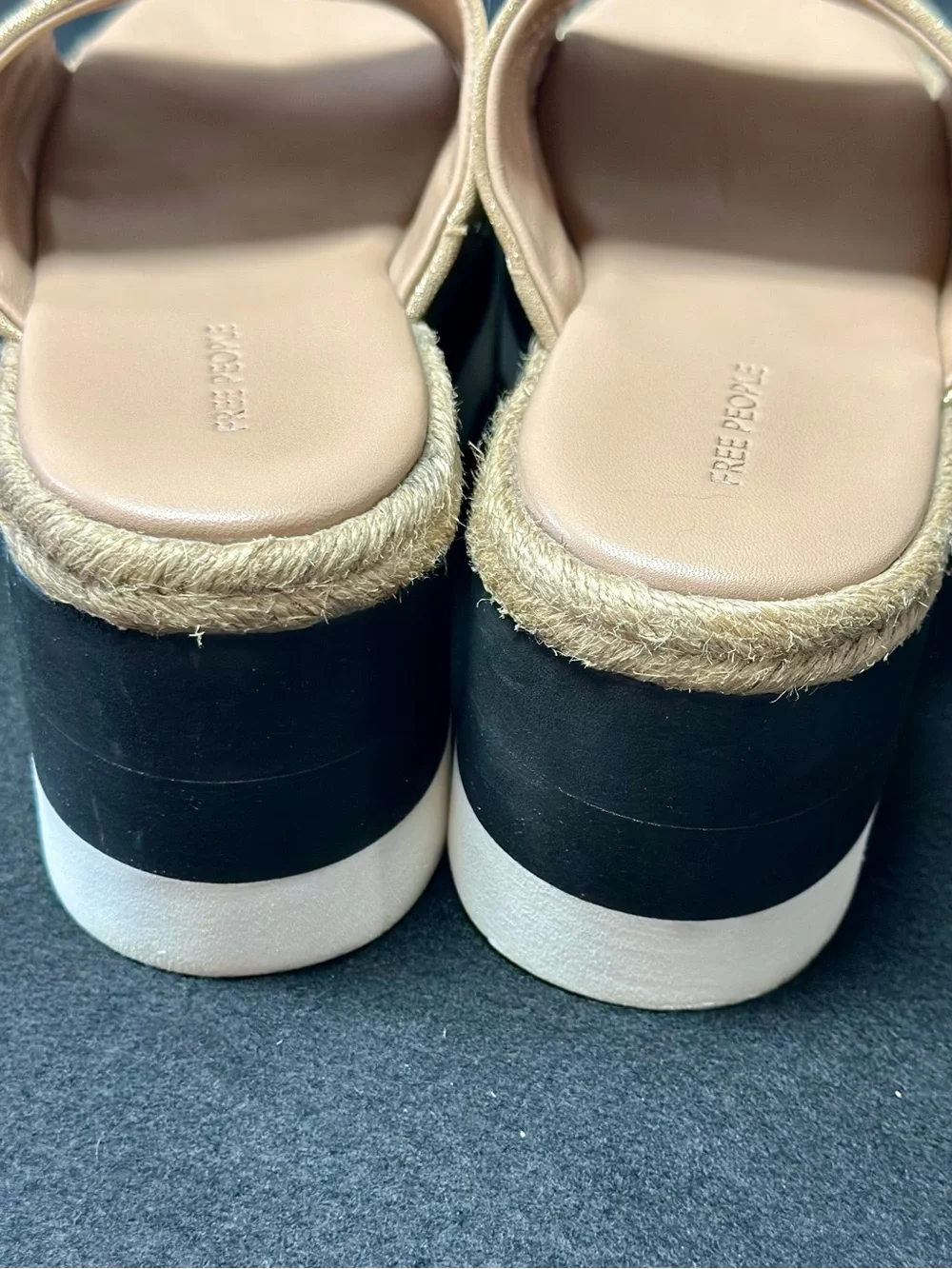 Free People Metallic Gold Platform Slide Mules sz 6